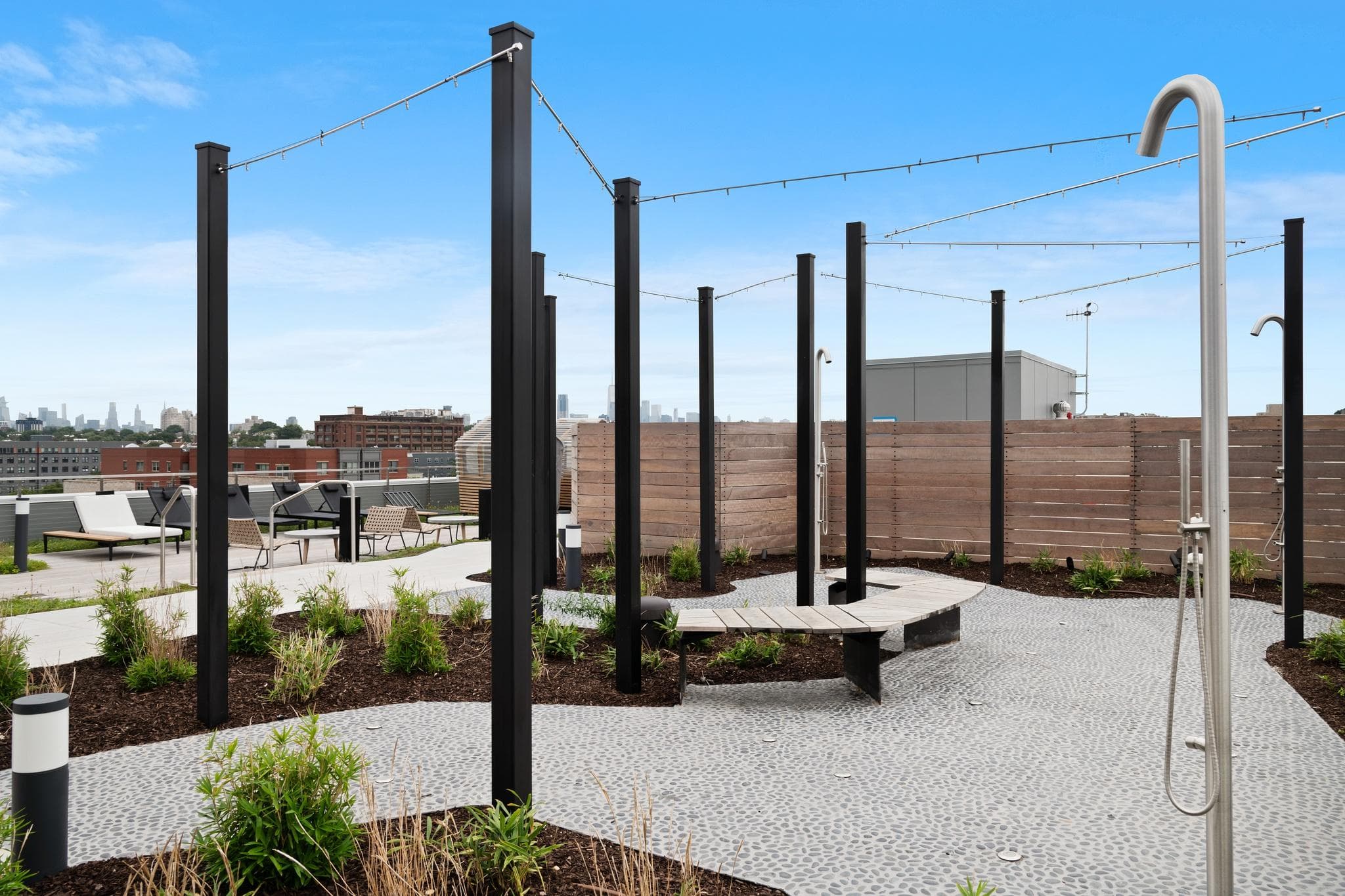 Rooftop with seating and misters