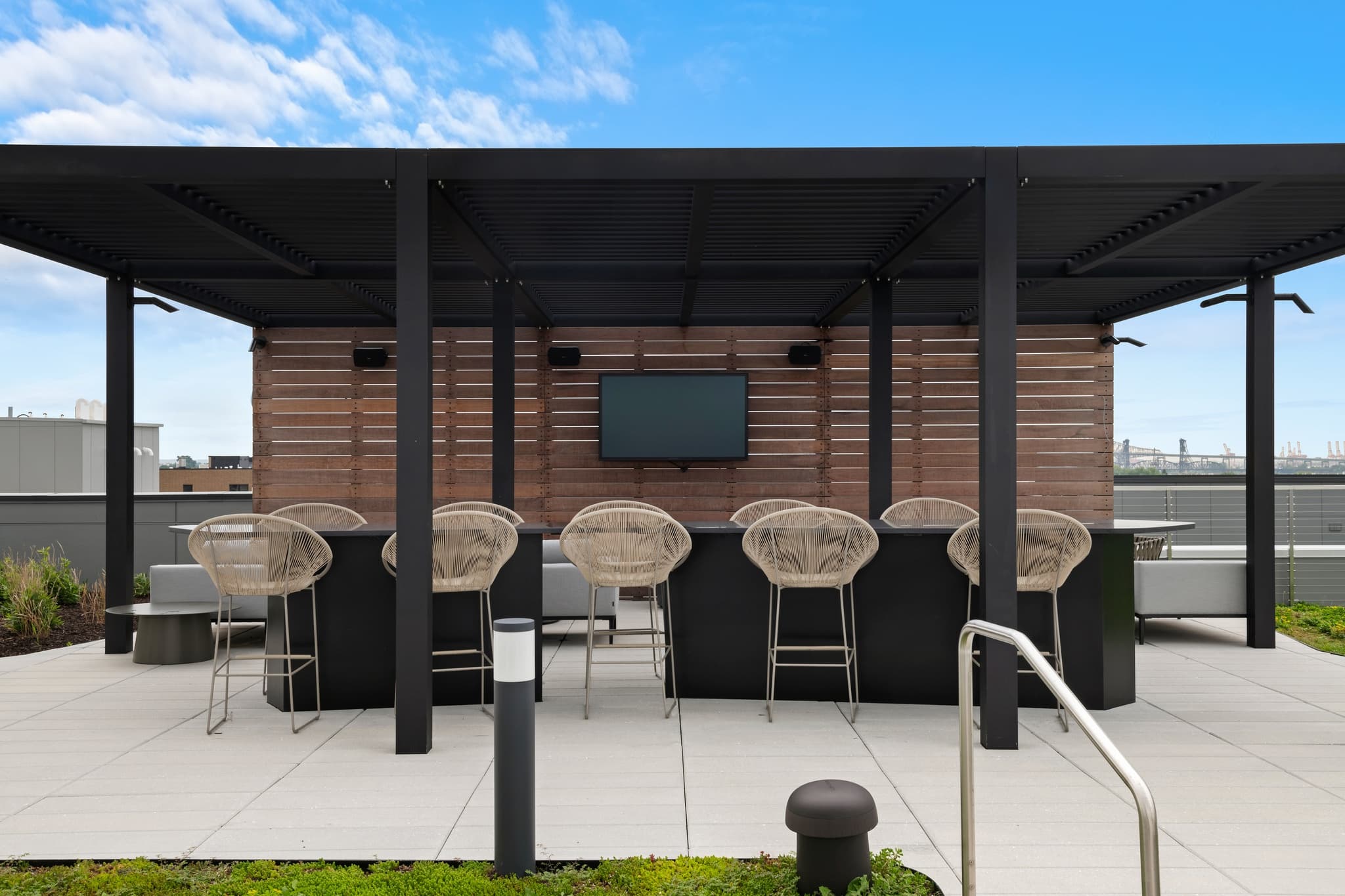 Rooftop media bar with TV