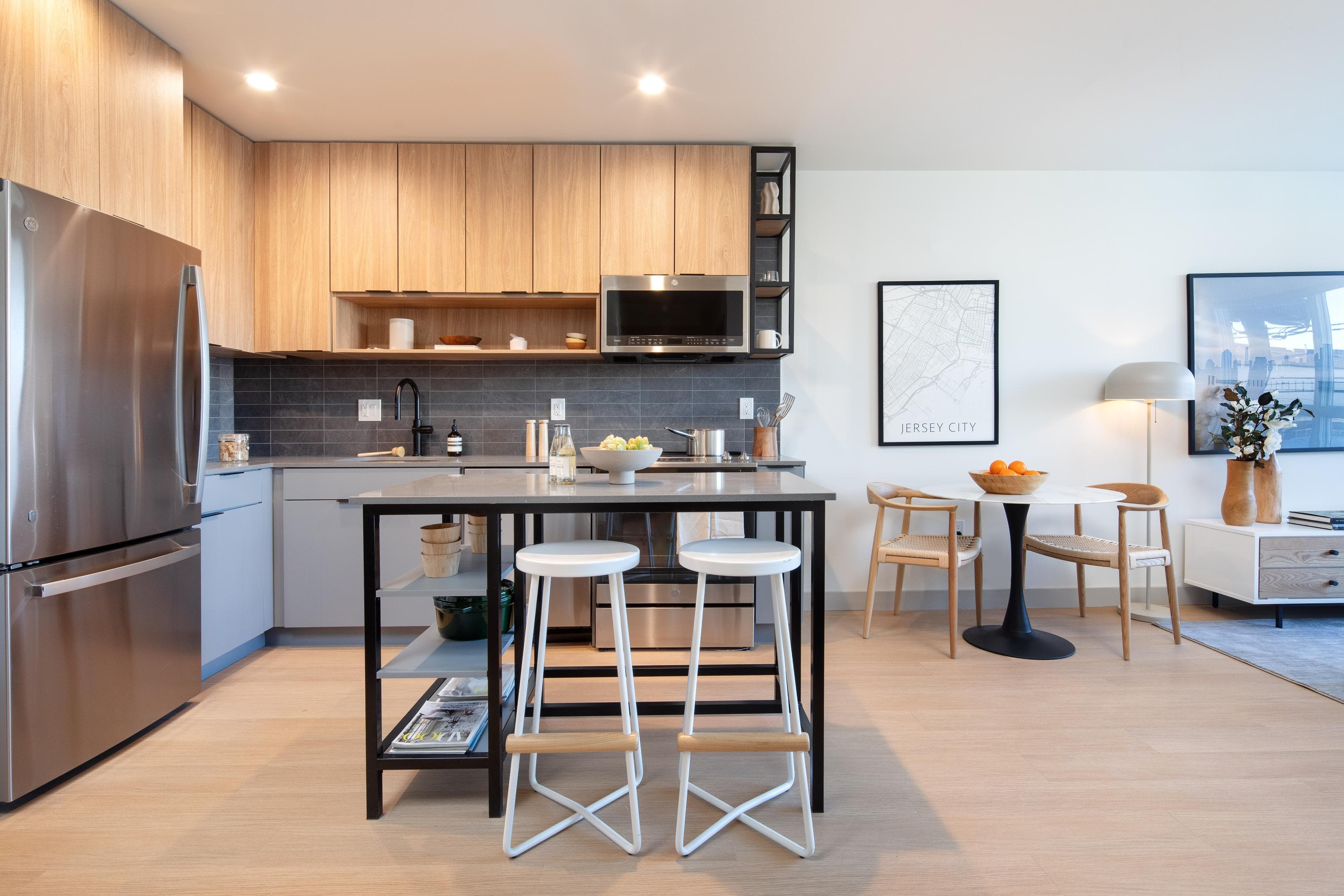 Kitchen with island and stainless steel appliances