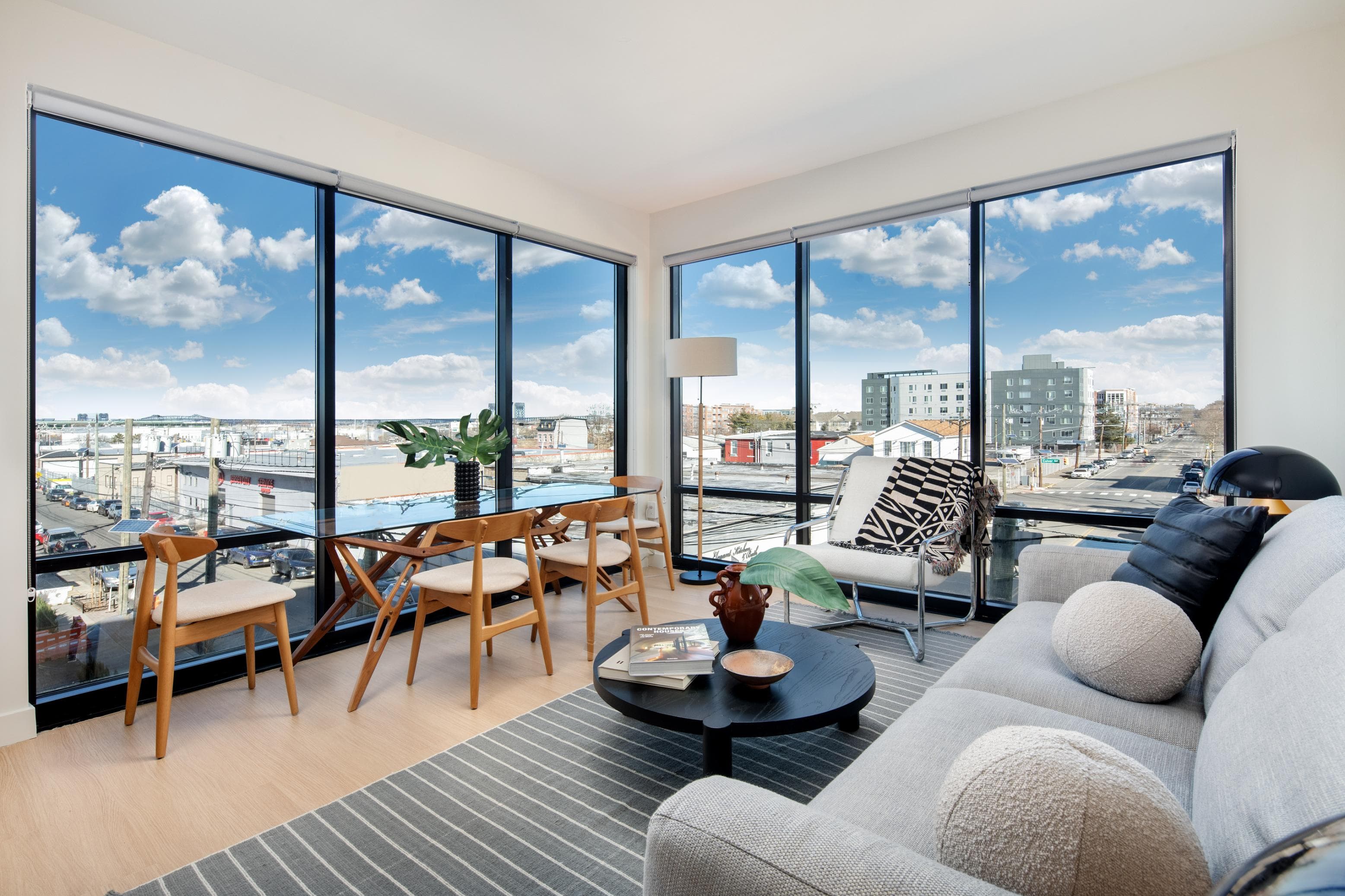 Living room with floor-to-ceiling windows